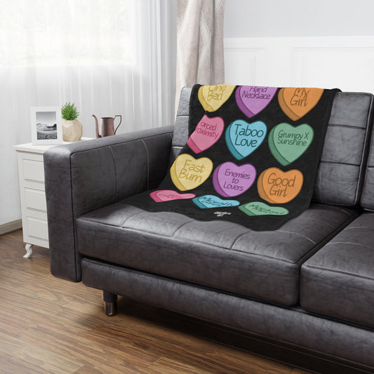 Dark Romance Candy Hearts Microfiber Blanket