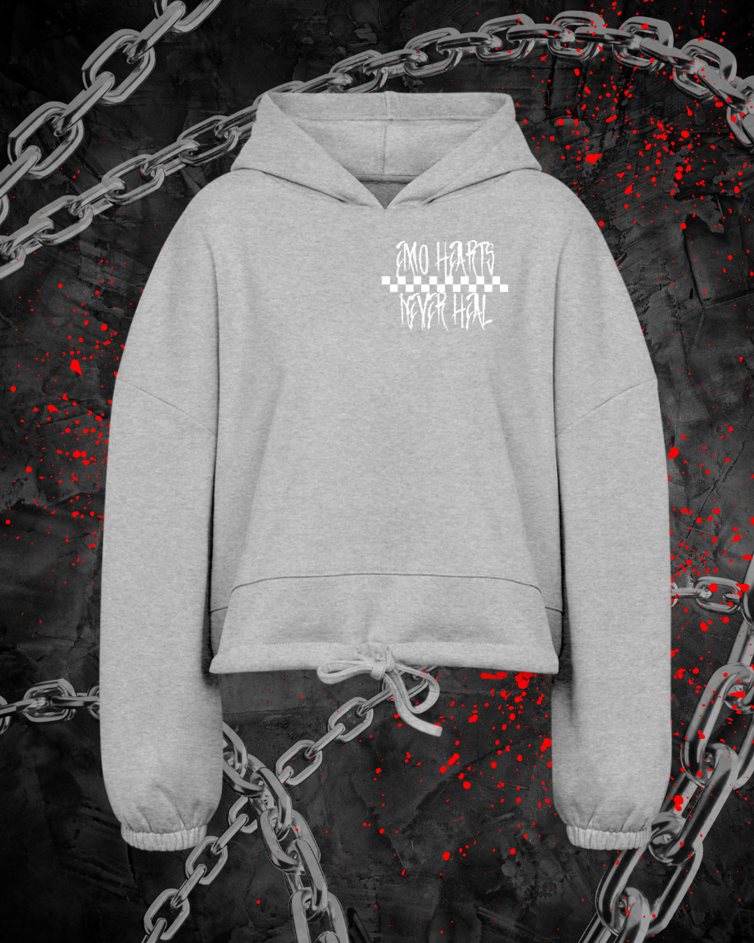 Emo Hearts Drawstring Hoodie