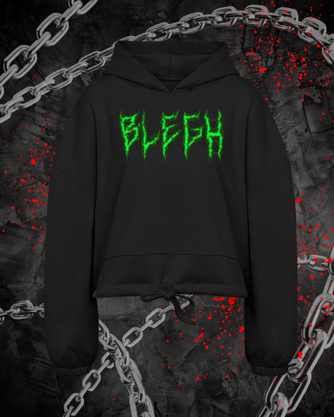 Blegh Drawstring Cropped Hoodie