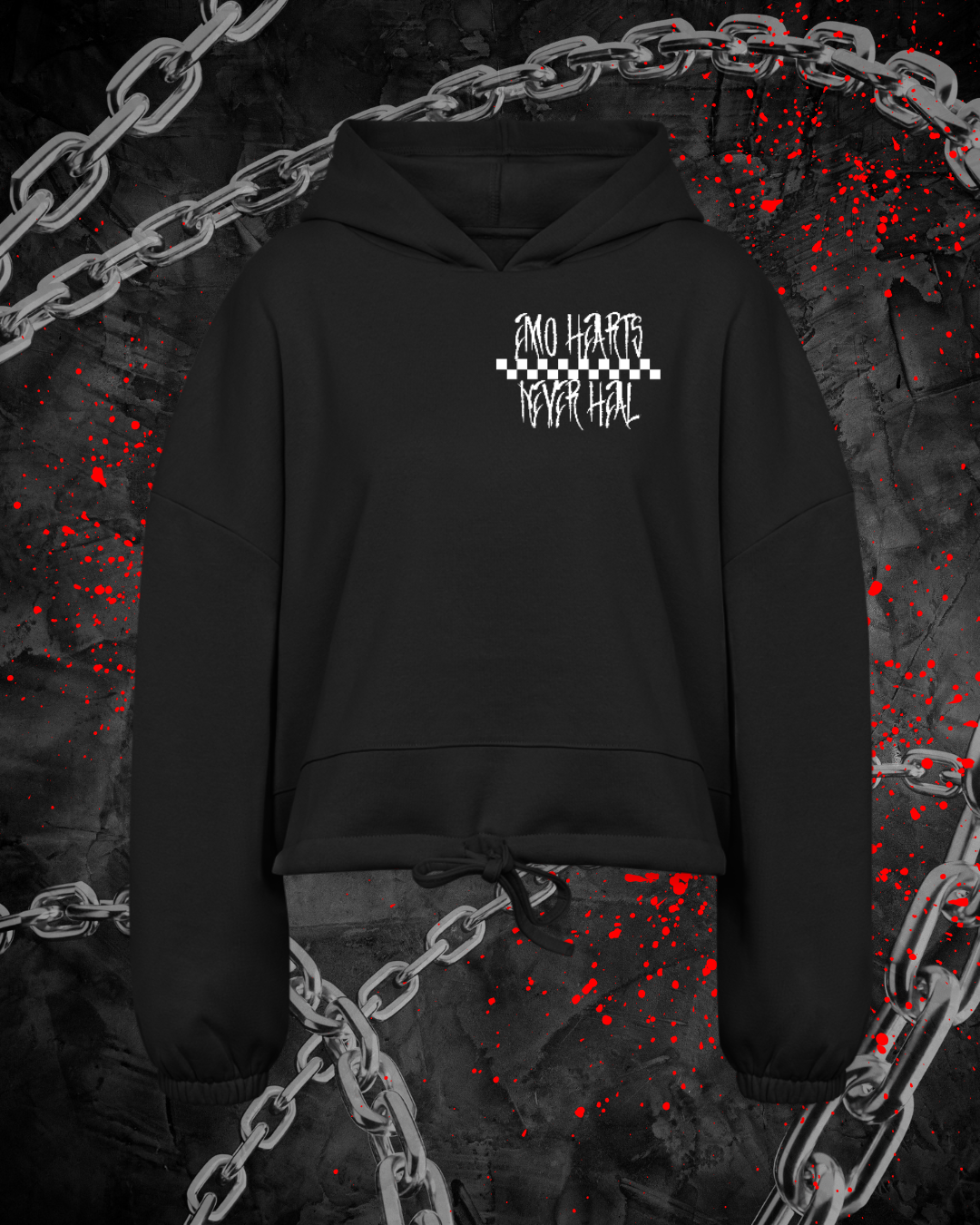 Emo Hearts Drawstring Hoodie