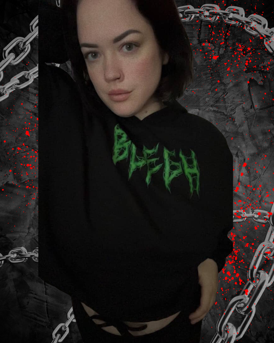Blegh Drawstring Cropped Hoodie