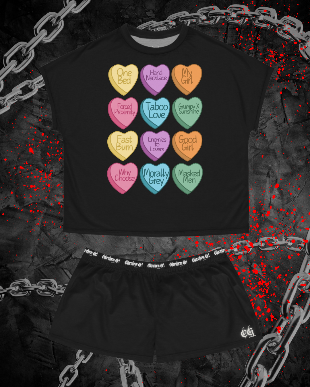Dark Romance Candy Hearts Short Pajama Set