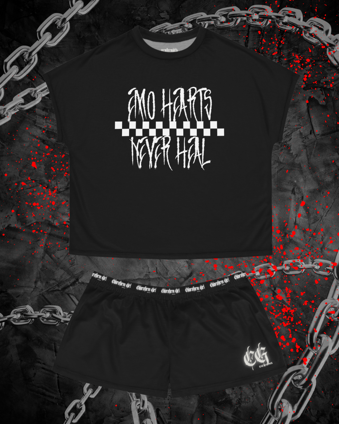 Emo Hearts Short Pajama Set