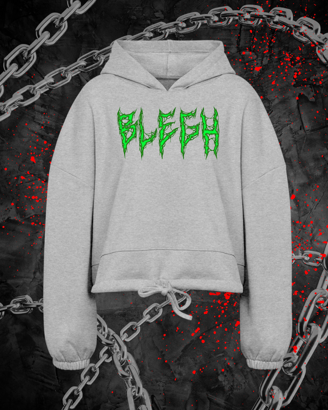 Blegh Drawstring Cropped Hoodie