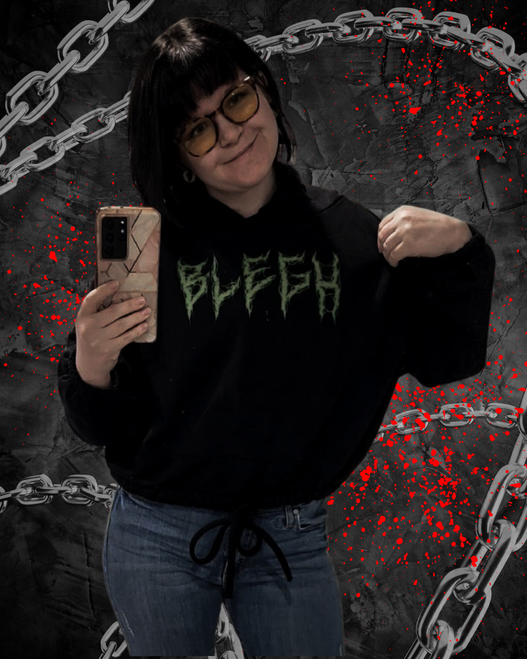 Blegh Drawstring Cropped Hoodie