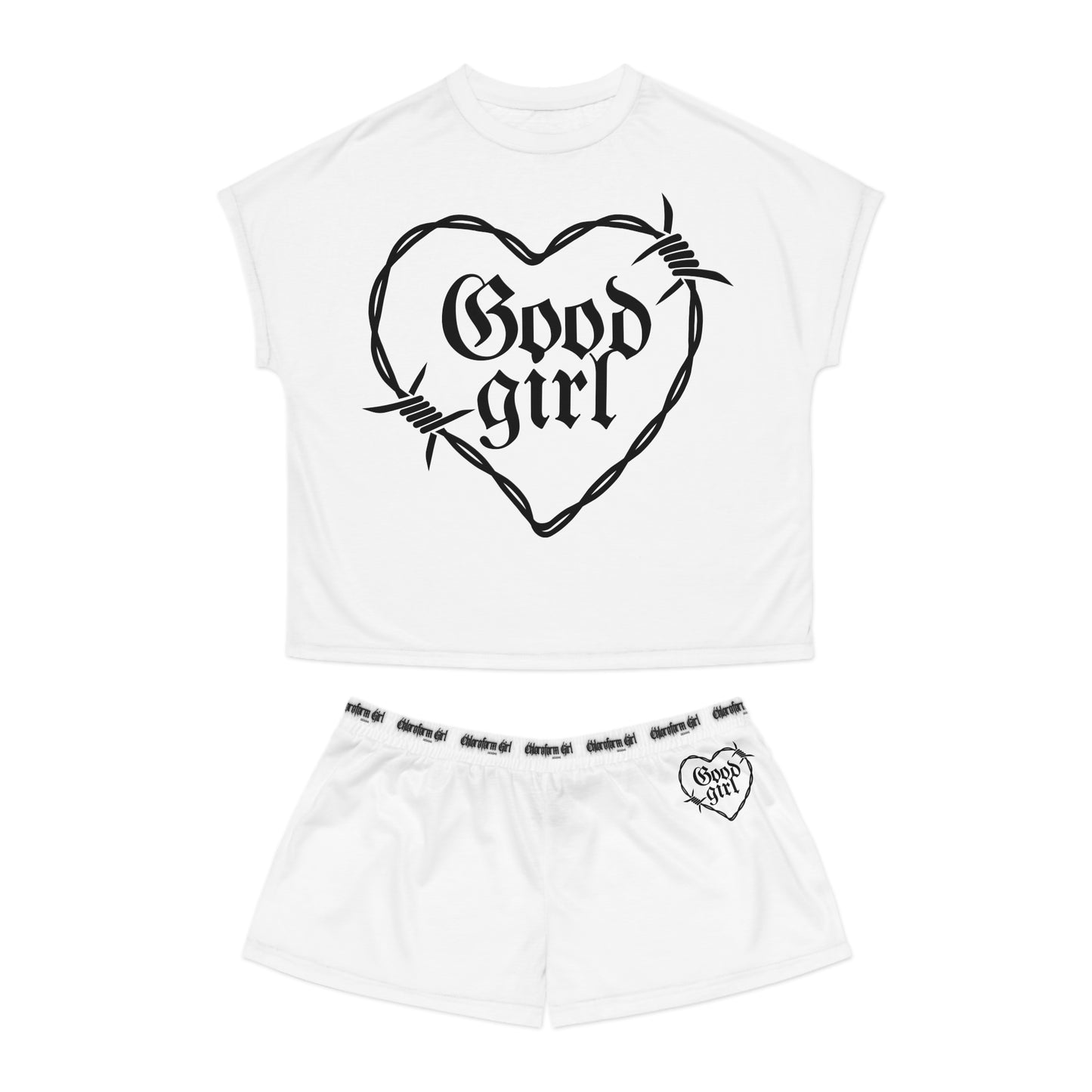 Good Girl Short Pajama Set (White)