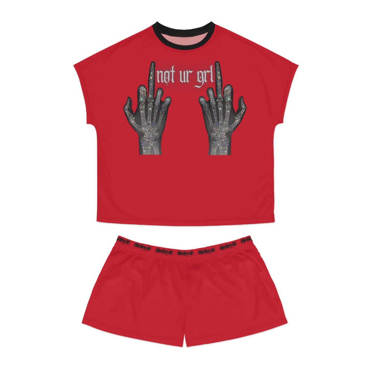 Not UR Grl Short Pajama Set (Red)