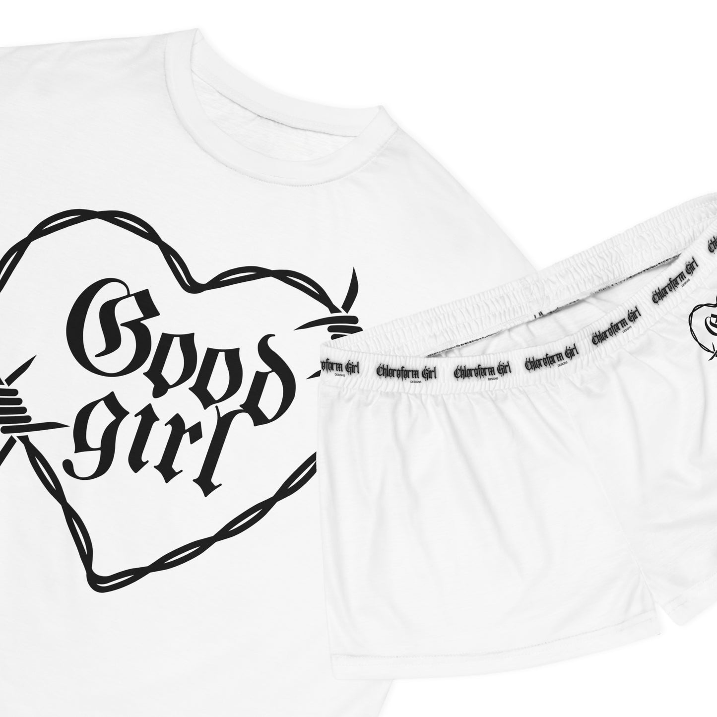 Good Girl Short Pajama Set (White)