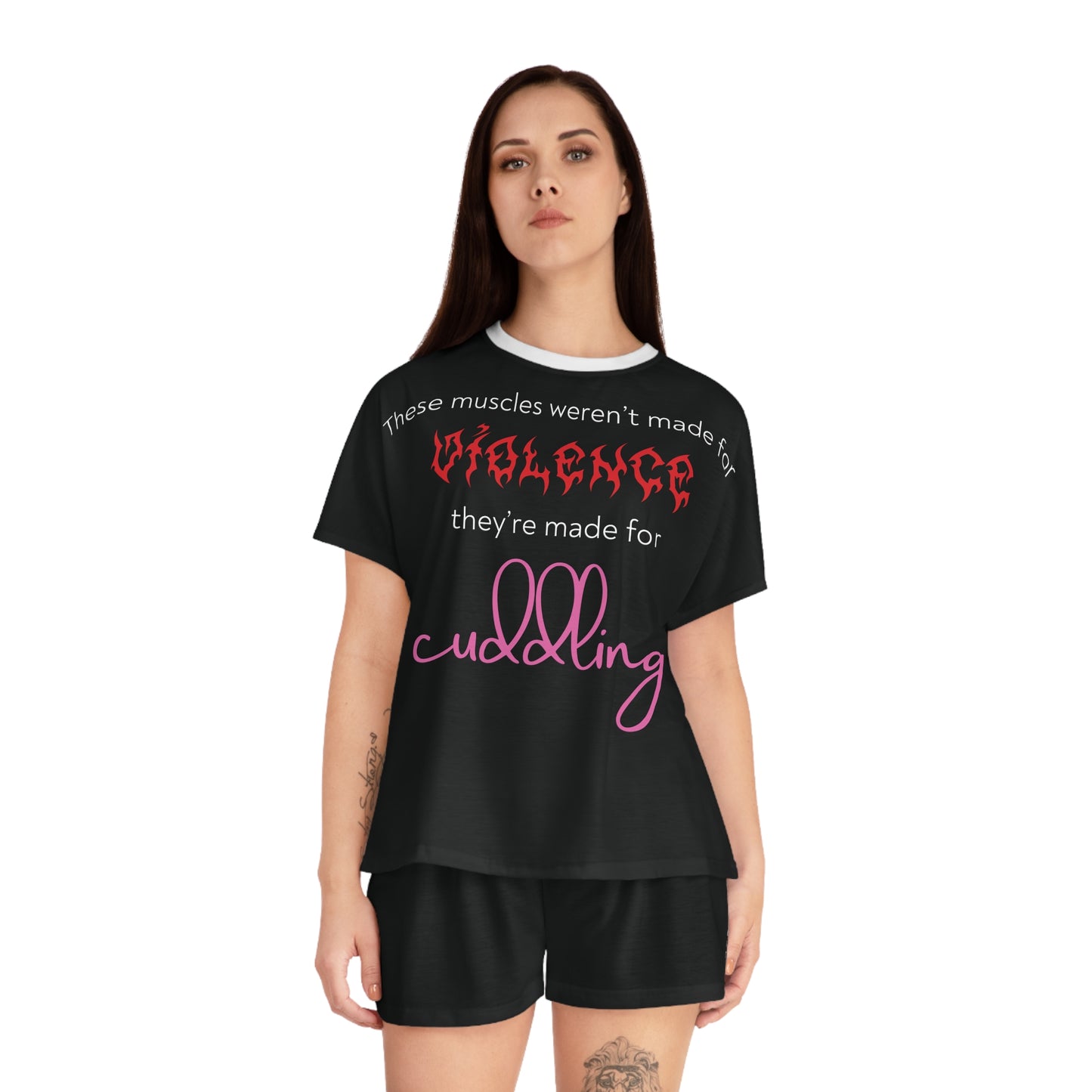 Violent Cuddles Short Pajama Set (Black)