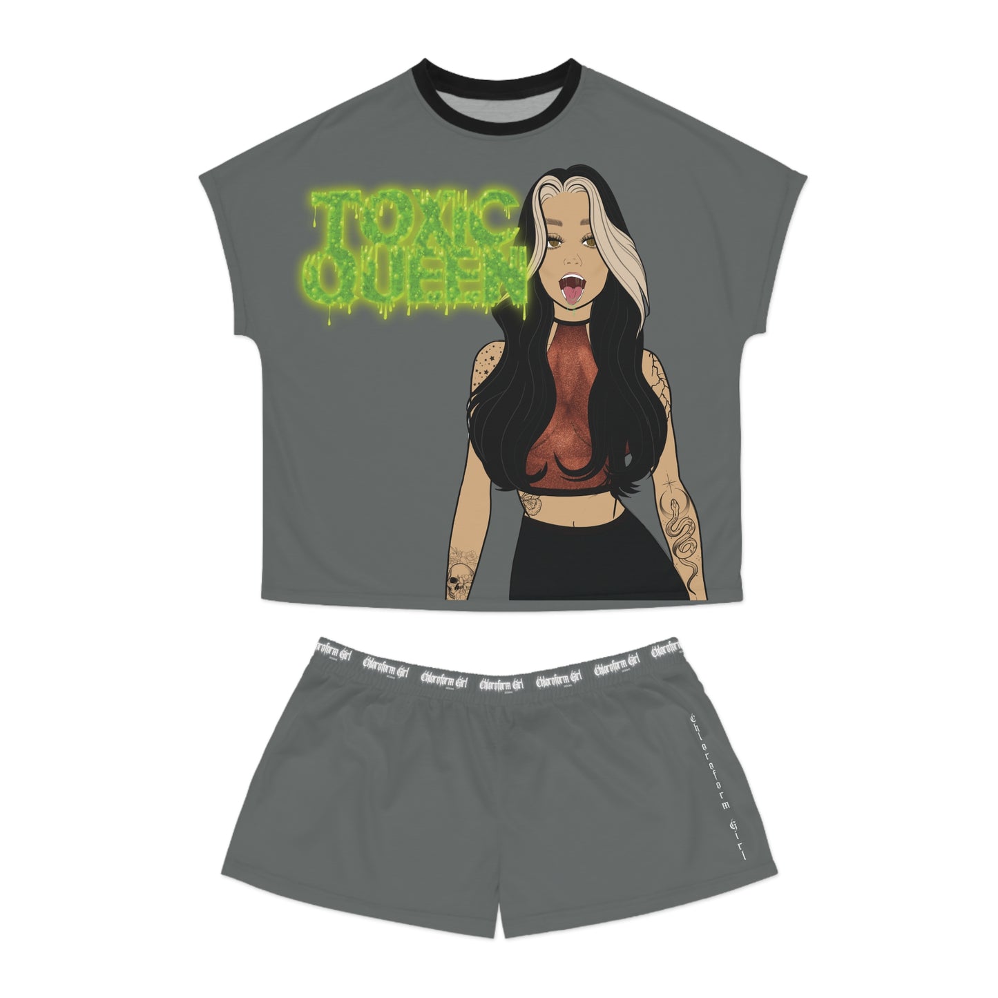 Toxic Queen Short Pajama Set (Grey)