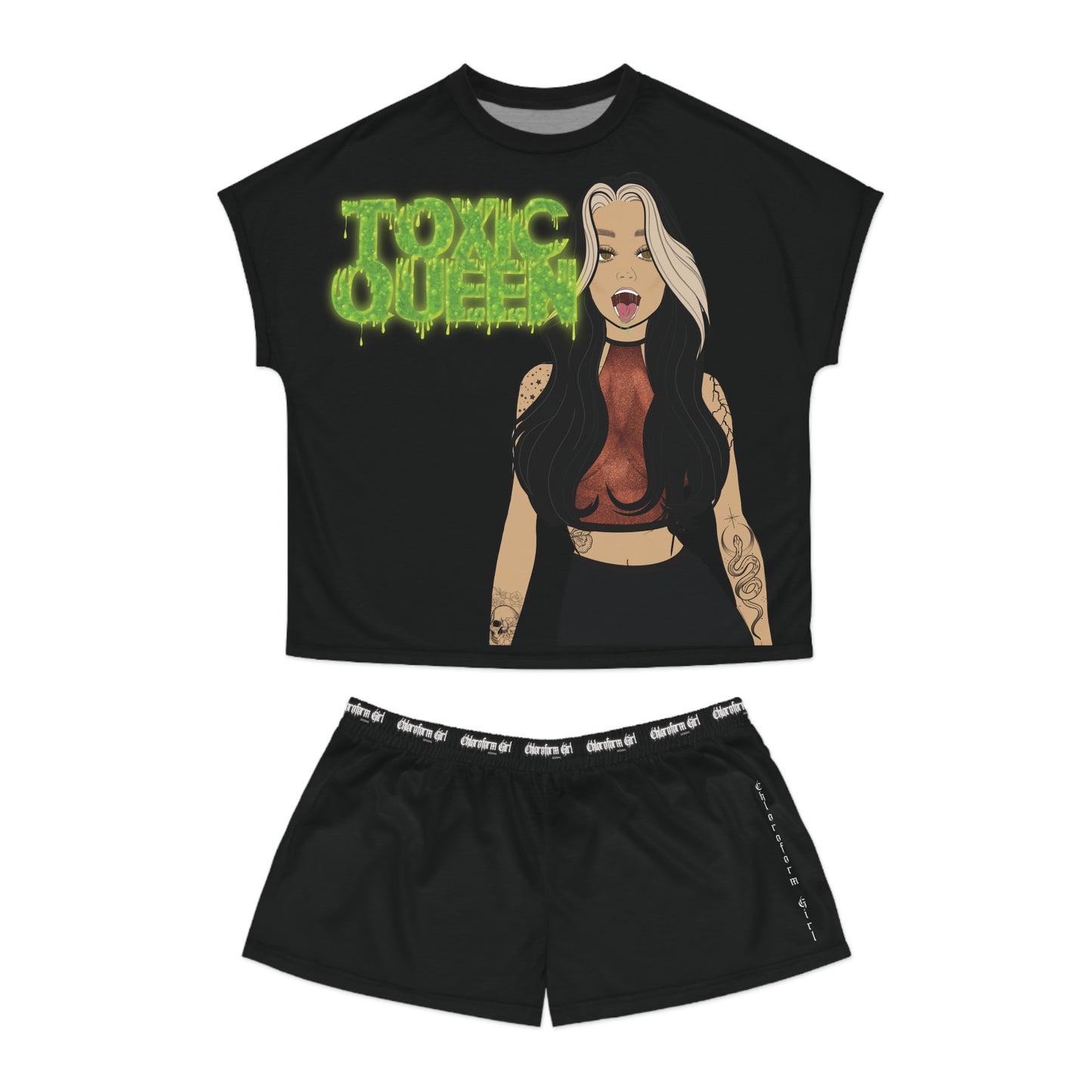 Toxic Queen Short Pajama Set (Black)