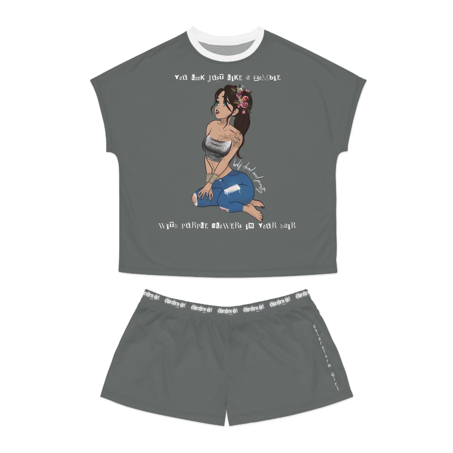 Chloroform Girl Short Pajama Set (Grey)