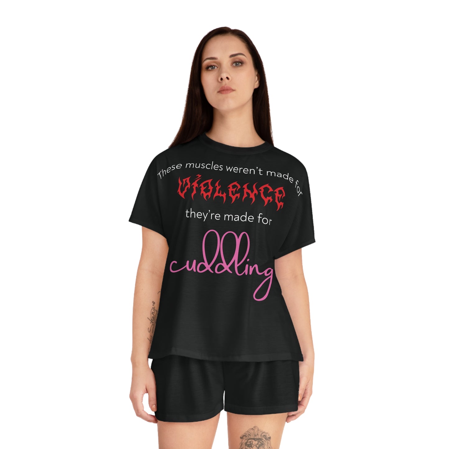 Violent Cuddles Short Pajama Set (Black)