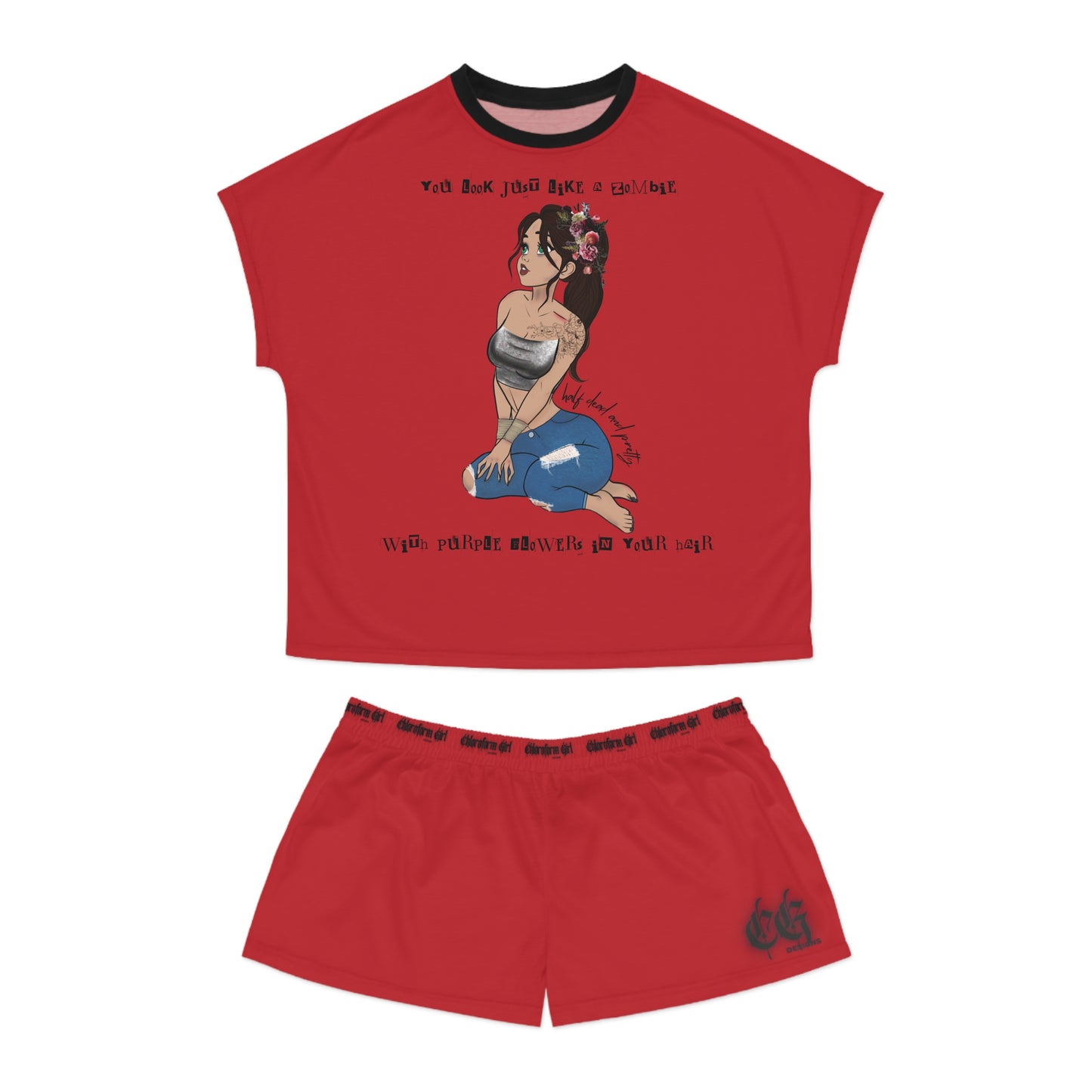 Chloroform Girl Short Pajama Set (Red)