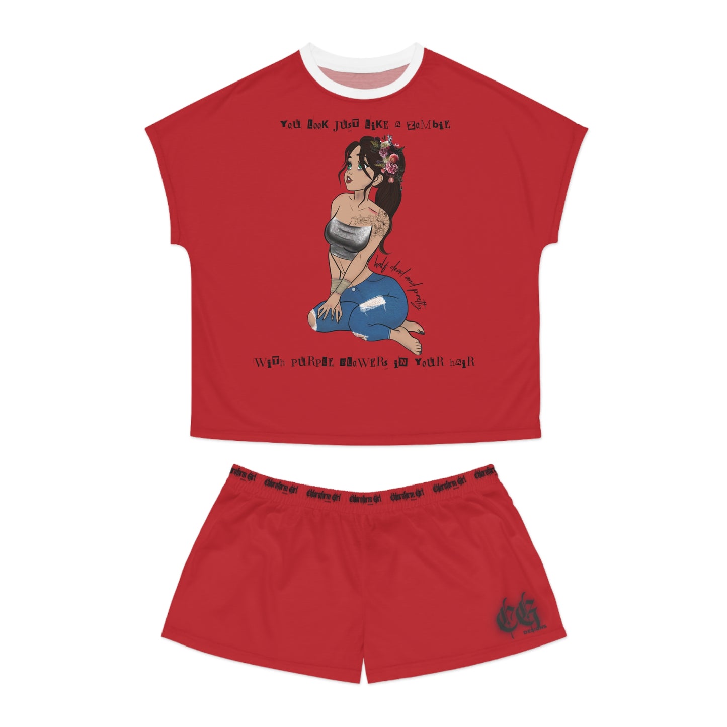 Chloroform Girl Short Pajama Set (Red)