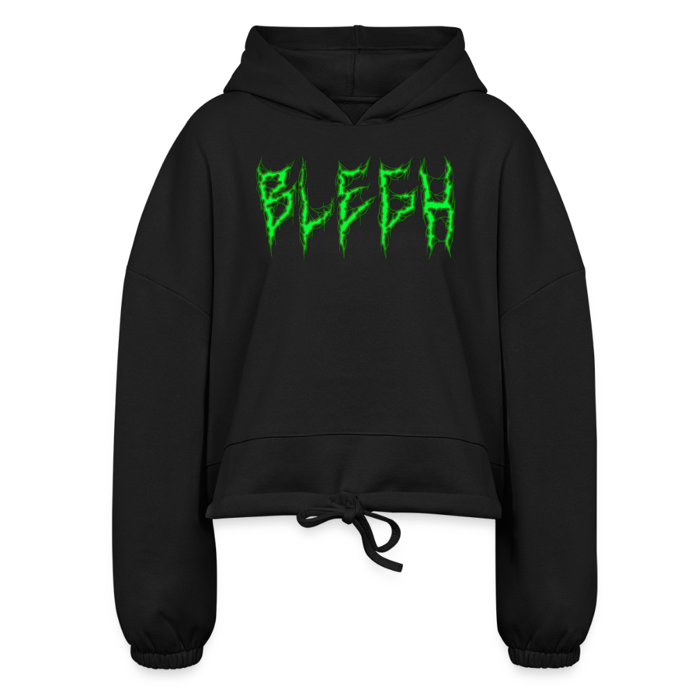 Blegh Drawstring Cropped Hoodie - black
