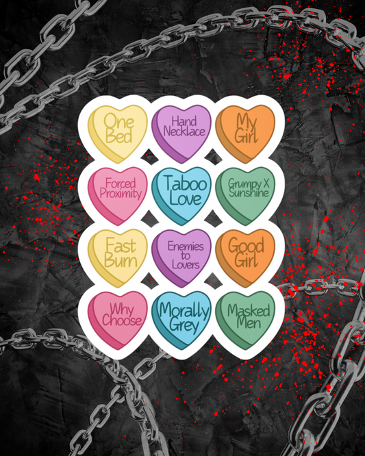 Dark Romance Candy Hearts Sticker