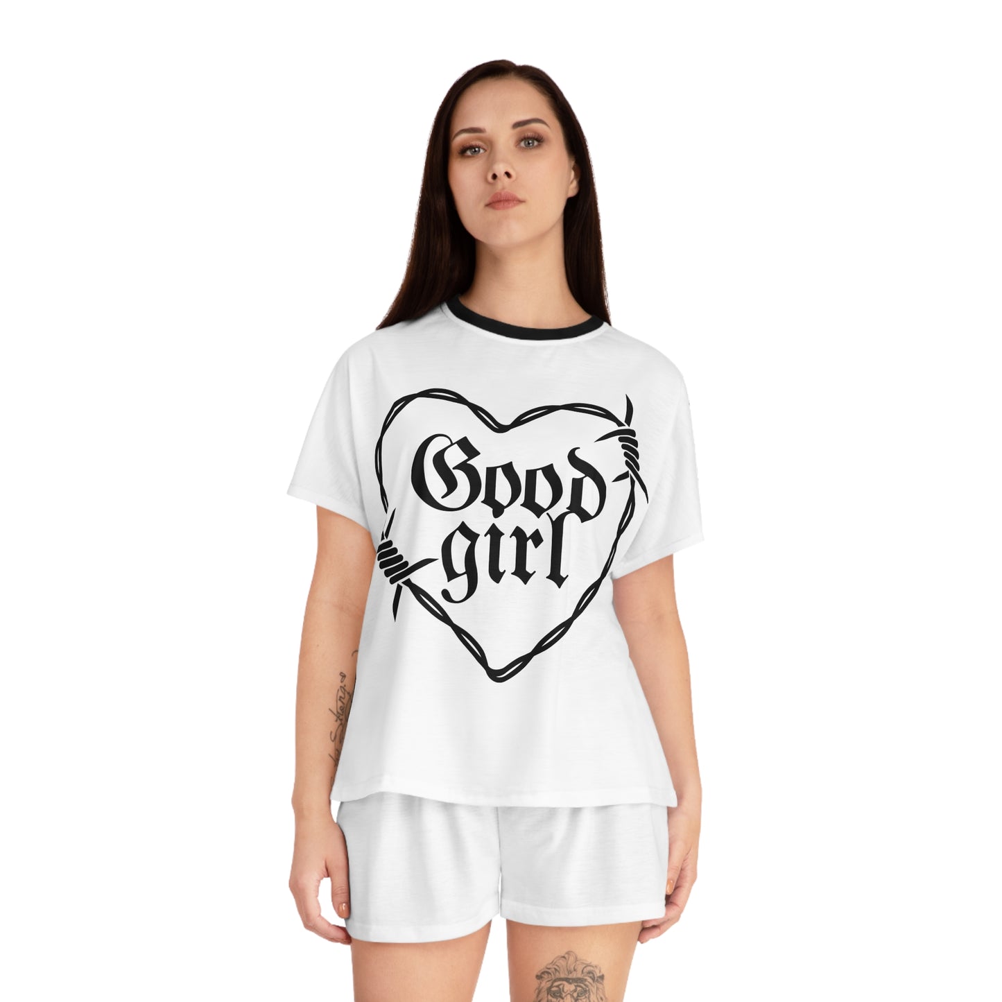 Good Girl Short Pajama Set (White)