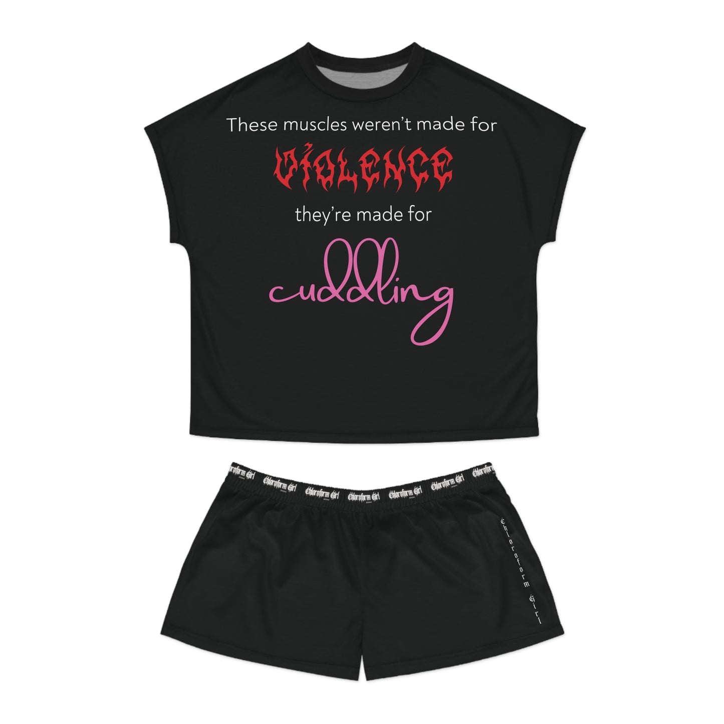 Violent Cuddles Short Pajama Set (Black)