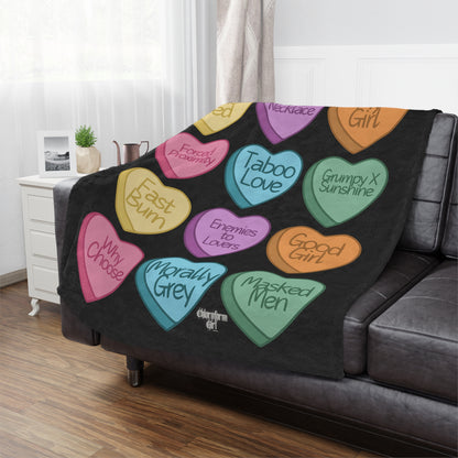 Dark Romance Candy Hearts Microfiber Blanket