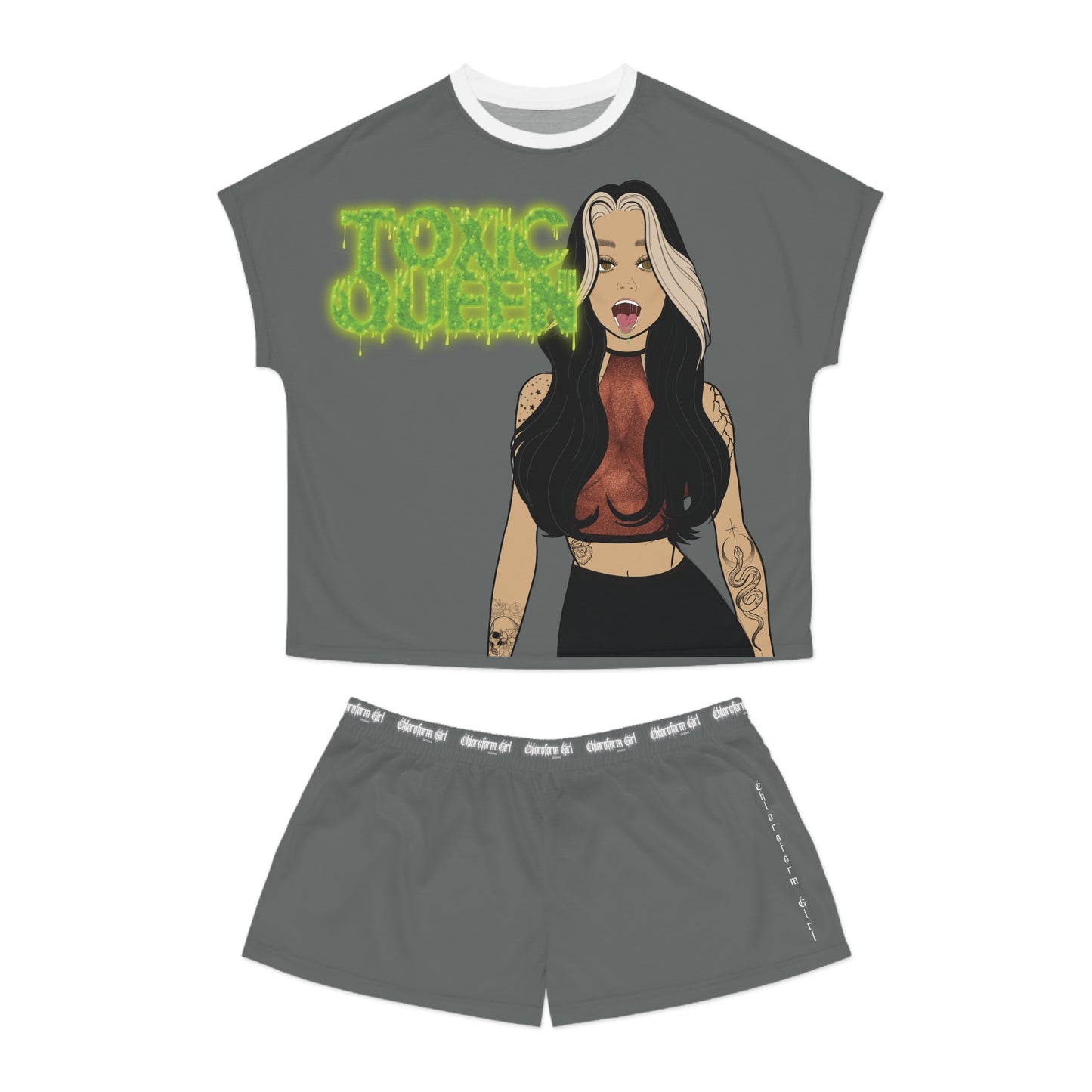 Toxic Queen Short Pajama Set (Grey)