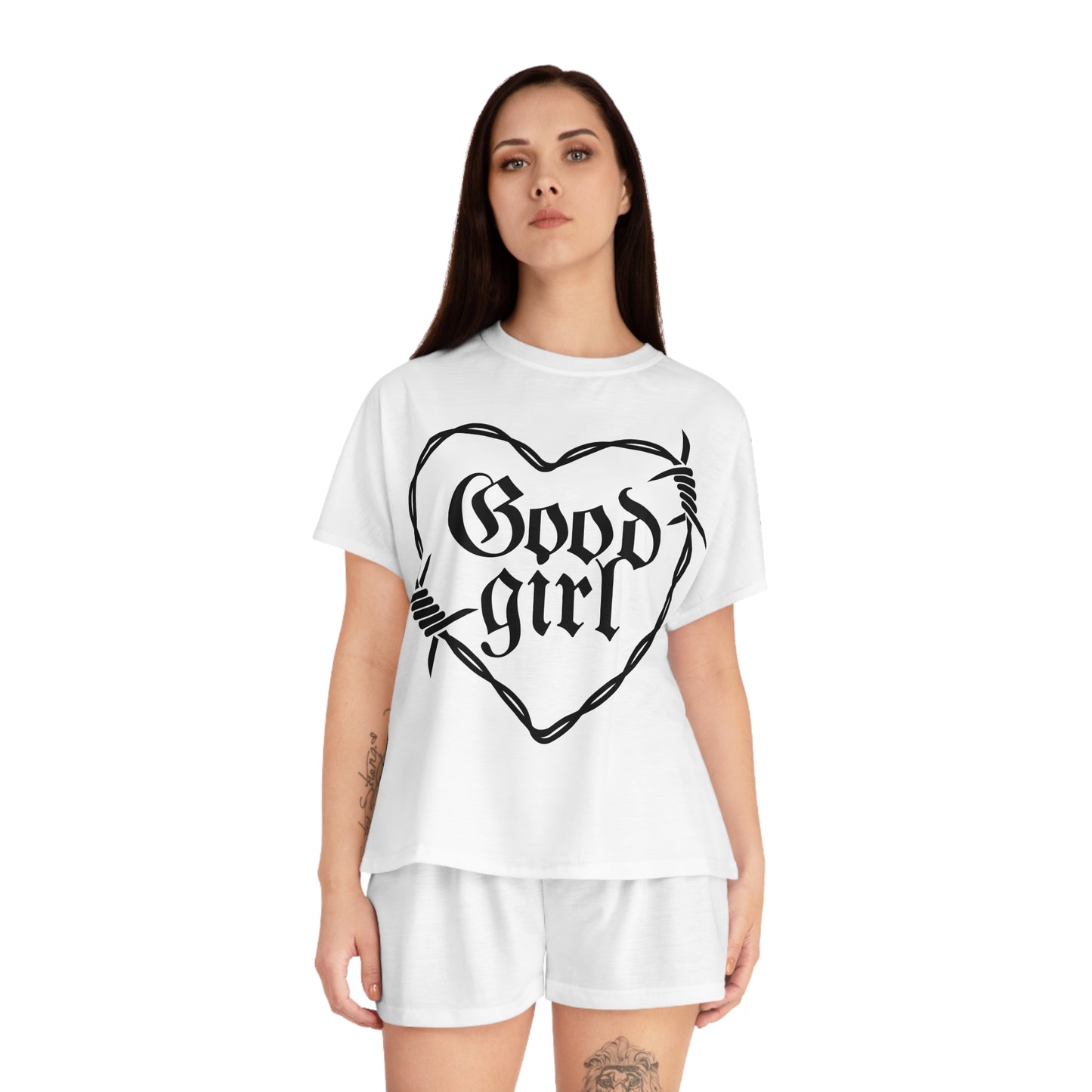 Good Girl Short Pajama Set (White)