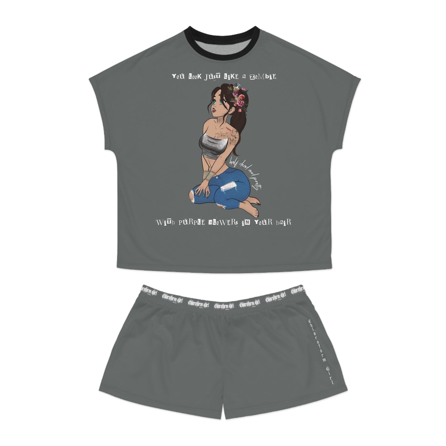 Chloroform Girl Short Pajama Set (Grey)